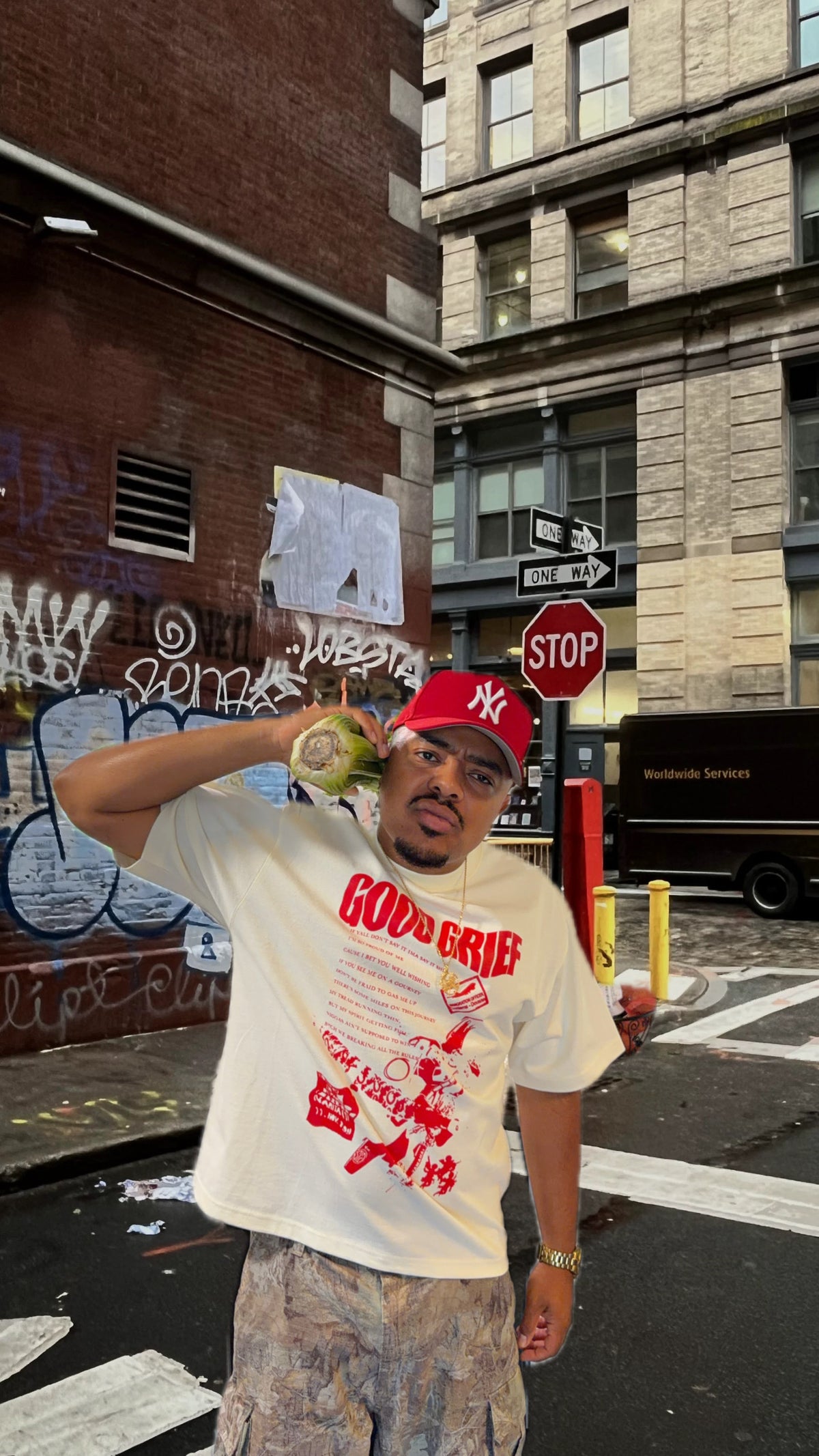 off white and off black “Good Grief” cropped tee (heavyweight) (Copy)